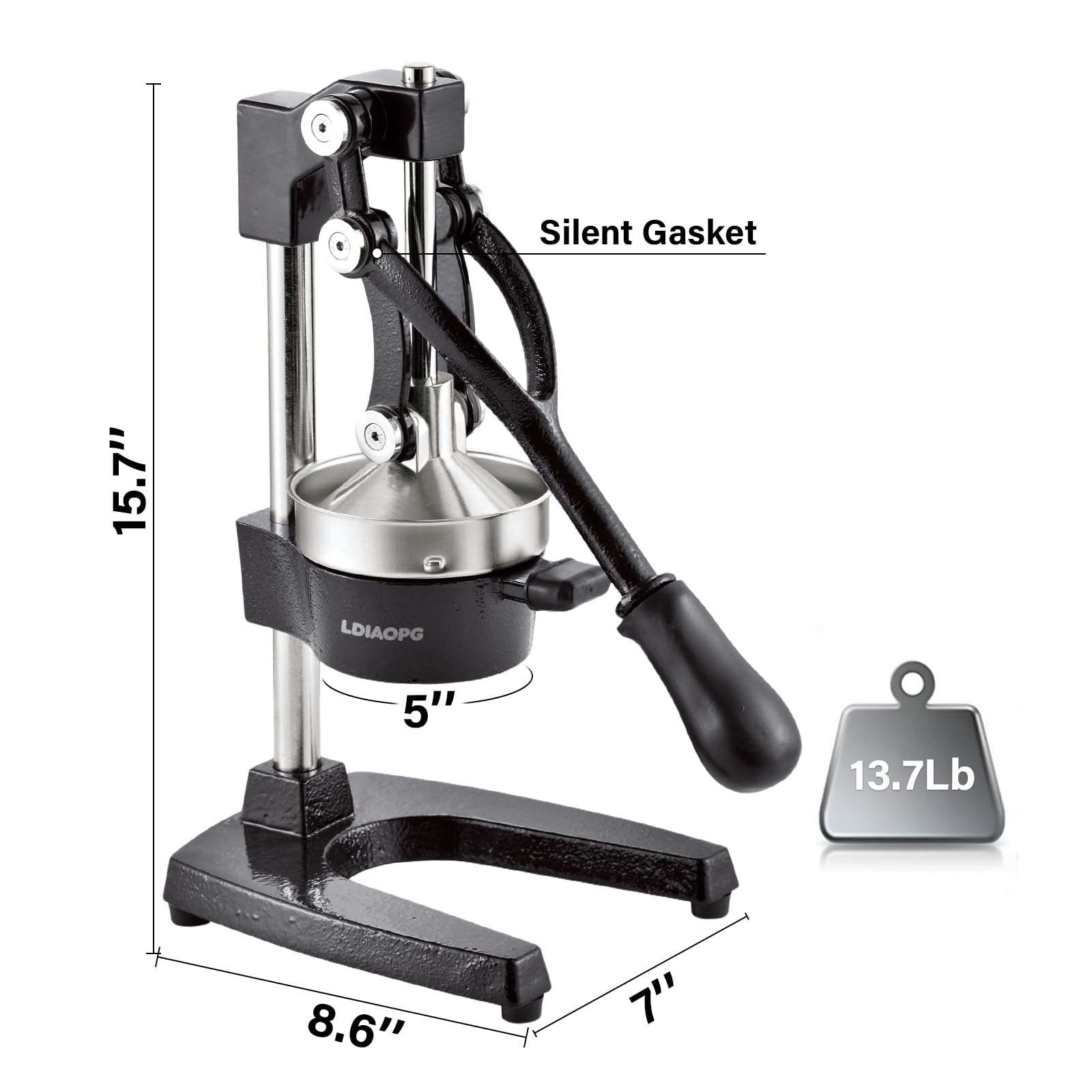 Ldiaopg removable pressing head for quick cleaning after use.