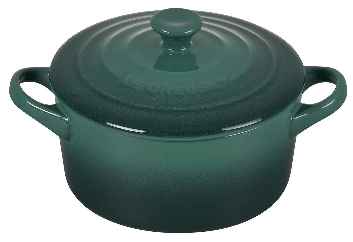 Le Creuset Artichaut mini round cocotte front view highlights vibrant enamel for elegant, portioned meals