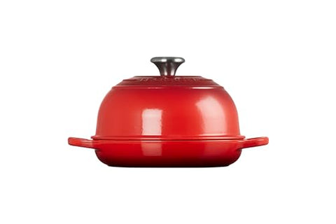 Le Creuset Bread Oven Cerise base ridges promote even browning.