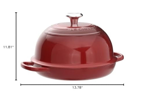 Le Creuset Bread Oven Cerise durable heat supports reliable baking.