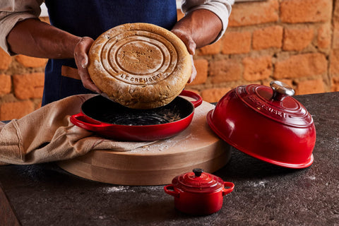 Le Creuset Bread Oven Oyster in-use view demonstrating ready-to-bake versatility