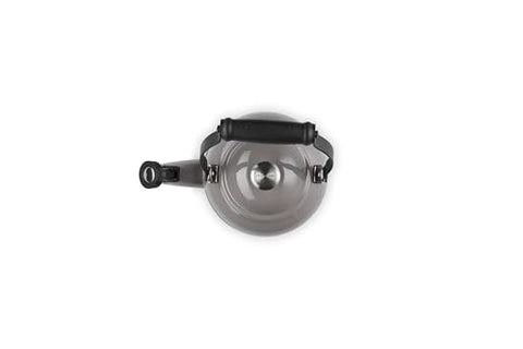 Le Creuset Demi Tea Kettle Oyster whistle signals boil clearly.