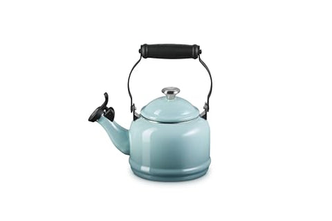 Le Creuset Demi Tea Kettle Sea Salt whistle in action for easy pouring