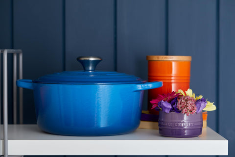 Le Creuset compatible with all cooktops and oven-safe to 500°F