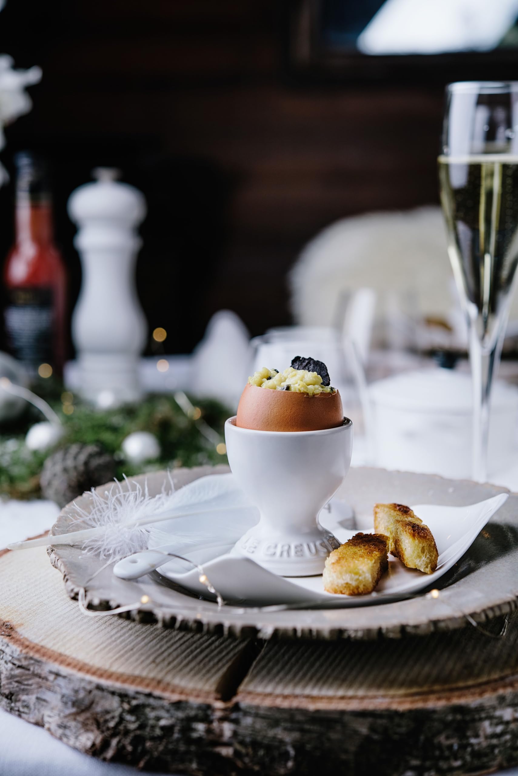Le Creuset egg cup on display enhances Easter and herb displays.