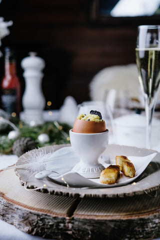 Le Creuset egg cup on display enhances Easter and herb displays.