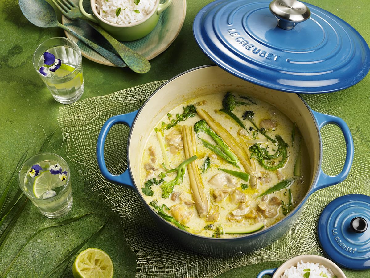 Le Creuset dishwasher-safe enamel resists dulling, staining, chipping, and cracking