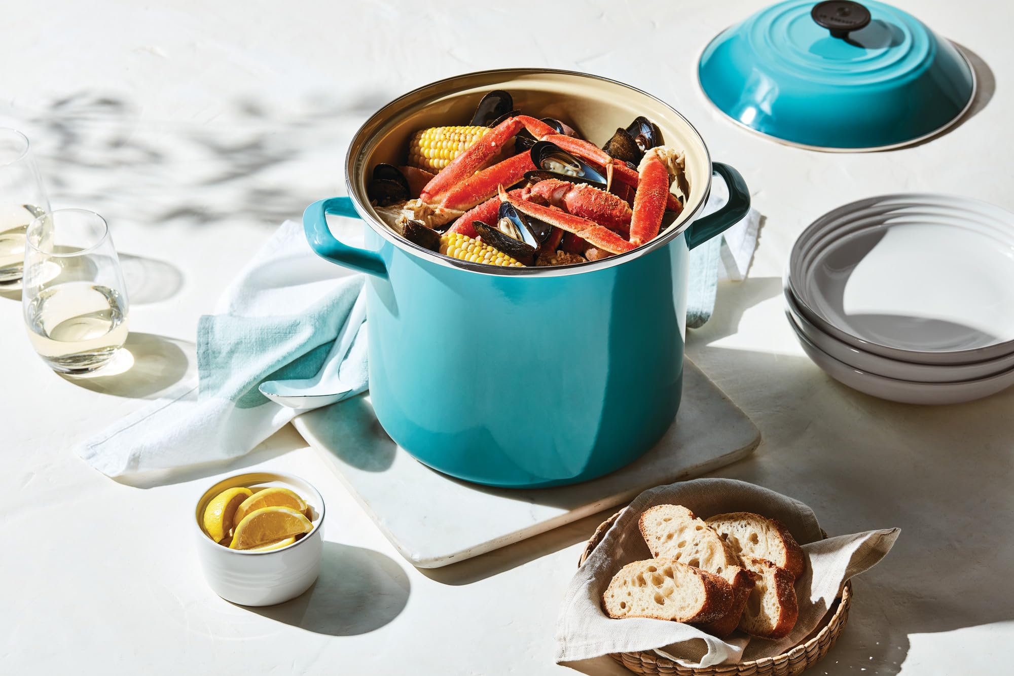 Le Creuset olive stockpot rim detail highlights sturdy edge protection