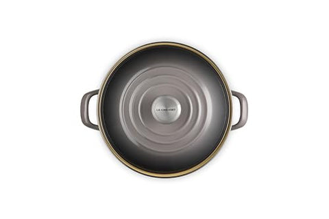 Le Creuset oyster interior shows non-reactive enamel that is easy to clean.