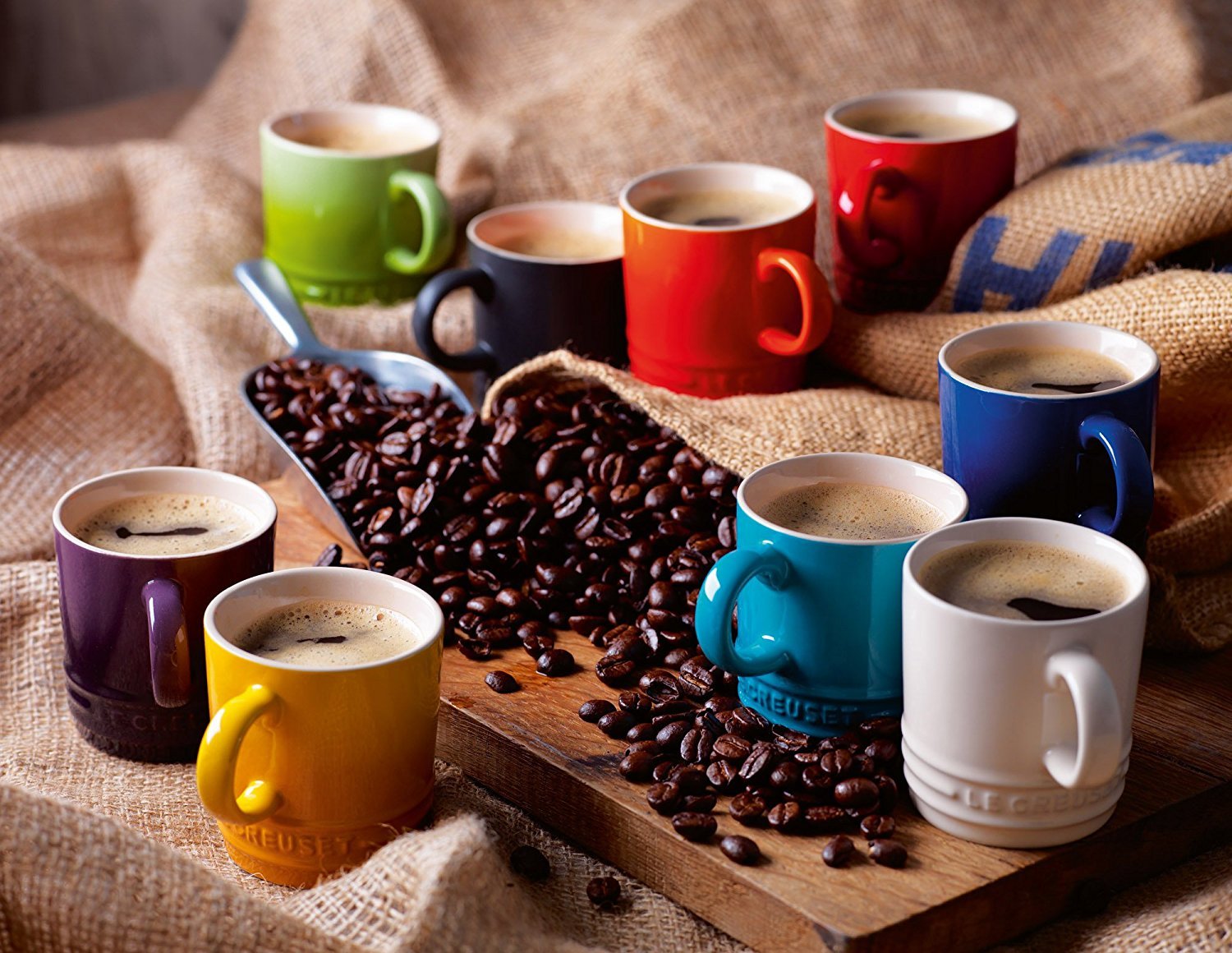 Le Creuset espresso mug Cerise – stacked for space-efficient storage.