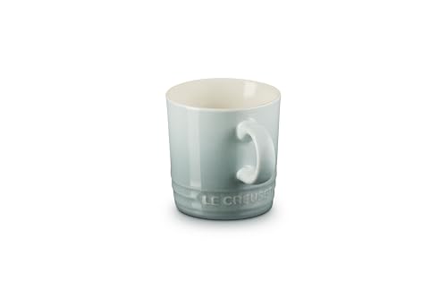 Le Creuset Sea Salt glaze close-up highlights chip-resistant finish.