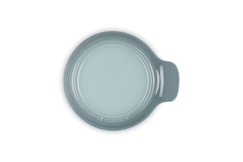 Le Creuset glazed spoon rest Sea Salt surface is virtually nonstick for quick cleanup.
