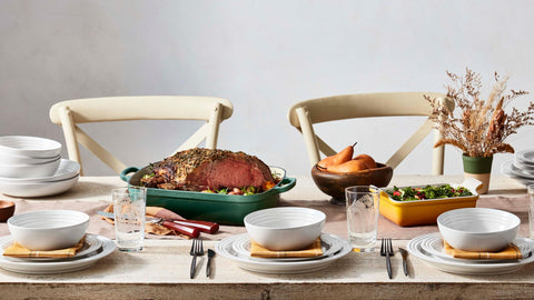 Le Creuset heat-retention helps keep soups warm during serving.