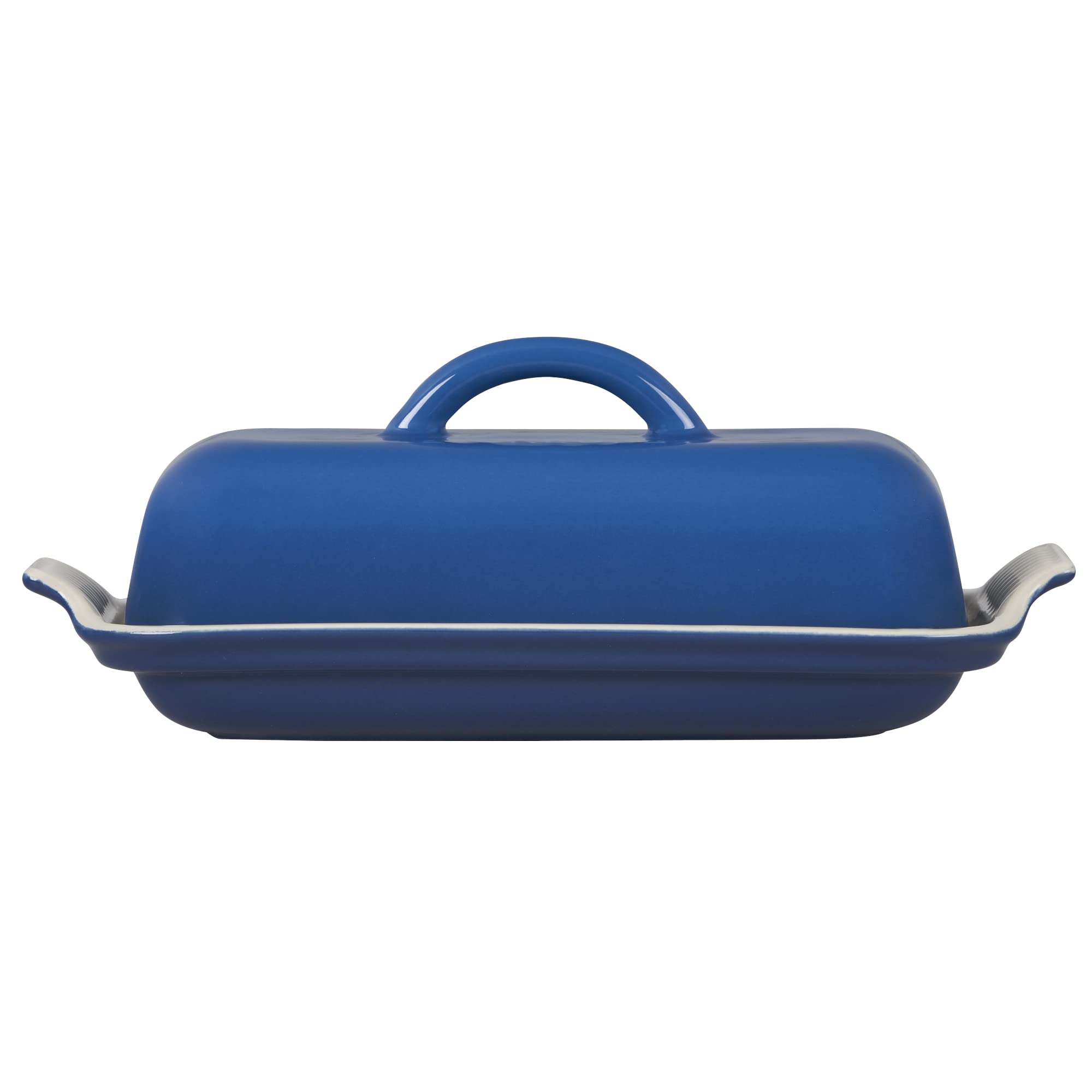 Le Creuset Heritage Butter Dish Marseille, dishwasher-safe, fridge-to-table convenience.