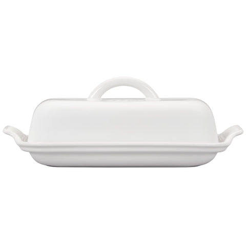 Le Creuset Heritage Butter Dish white, dishwasher-safe, easy-clean glaze ideal for daily use.