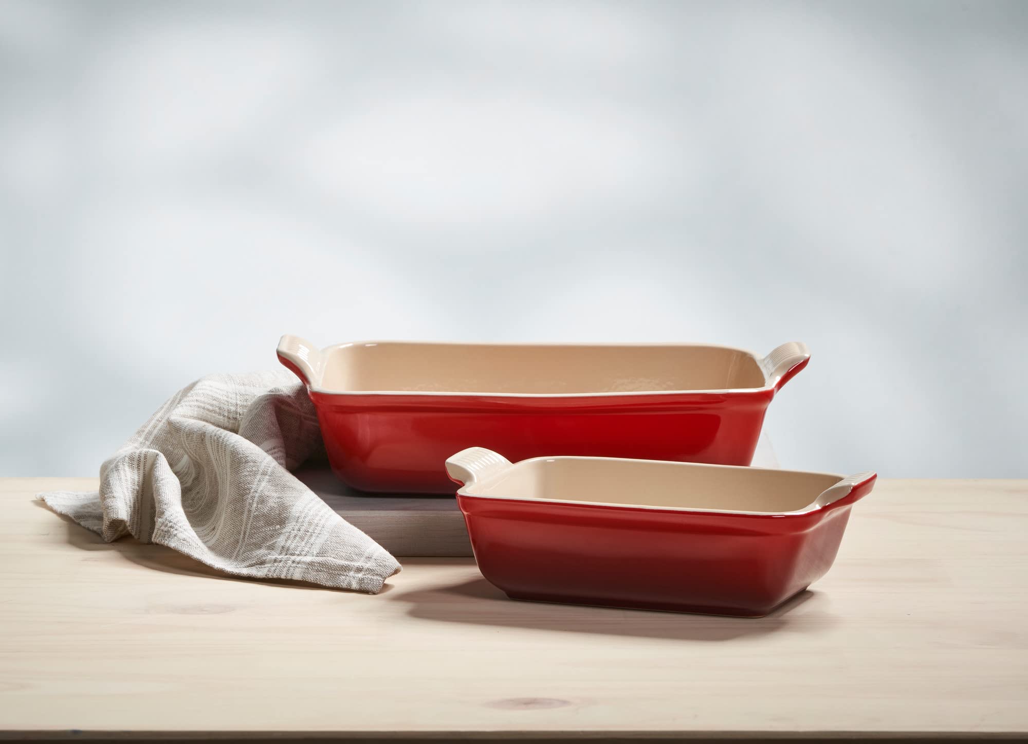 Le Creuset Heritage glaze close up shows durable stoneware texture and vibrant color