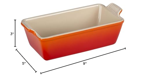 Le Creuset Heritage Loaf Pan interior enamel for easy food release and cleanup.