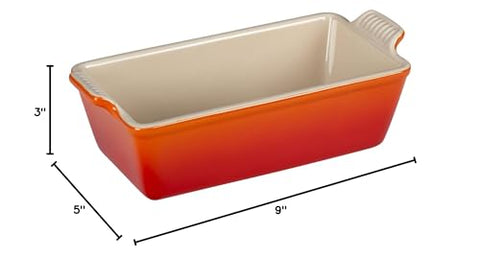Le Creuset Heritage Loaf Pan interior enamel for easy food release and cleanup.