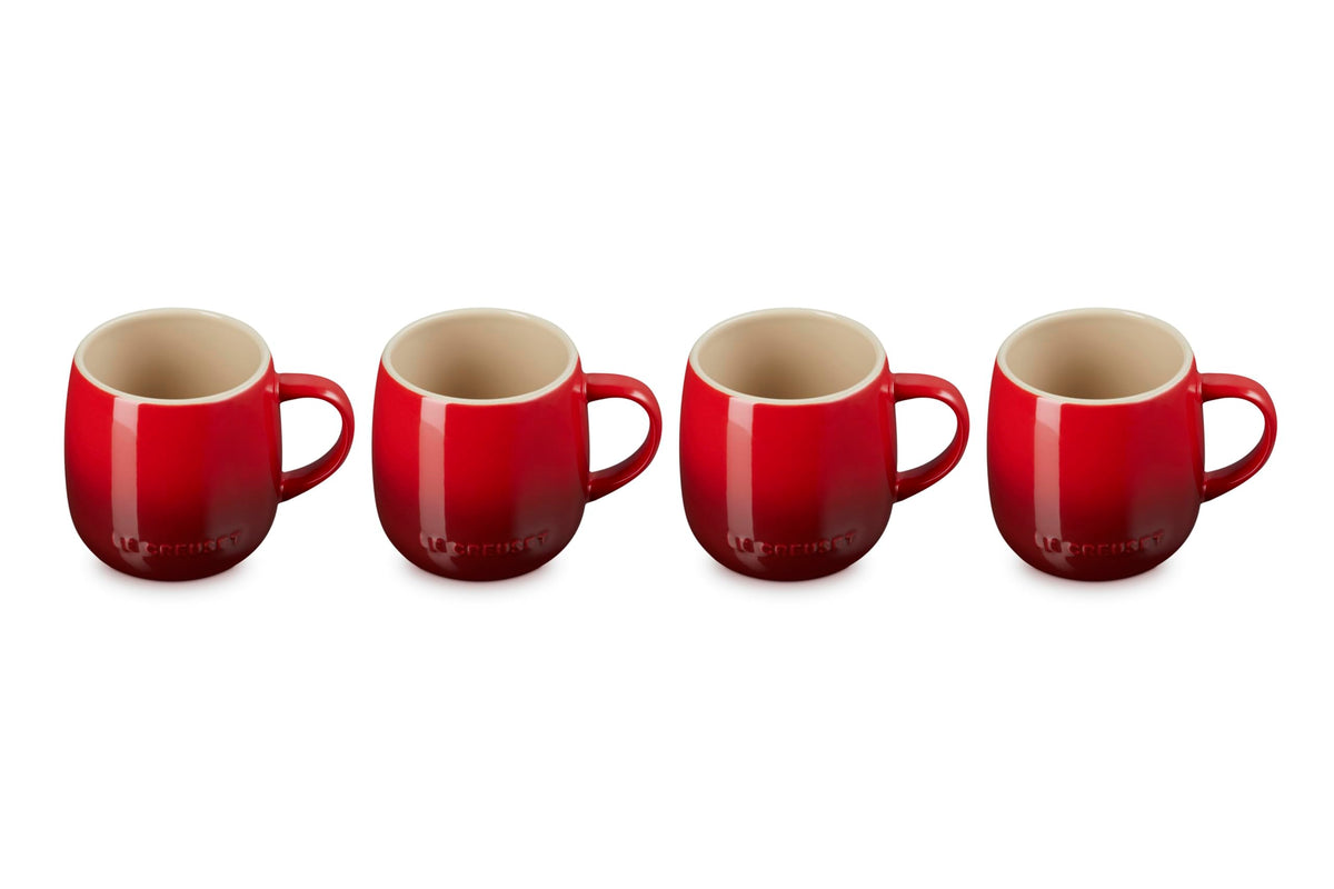 Le Creuset Heritage Mug Cerise side view showing durable stoneware for daily use