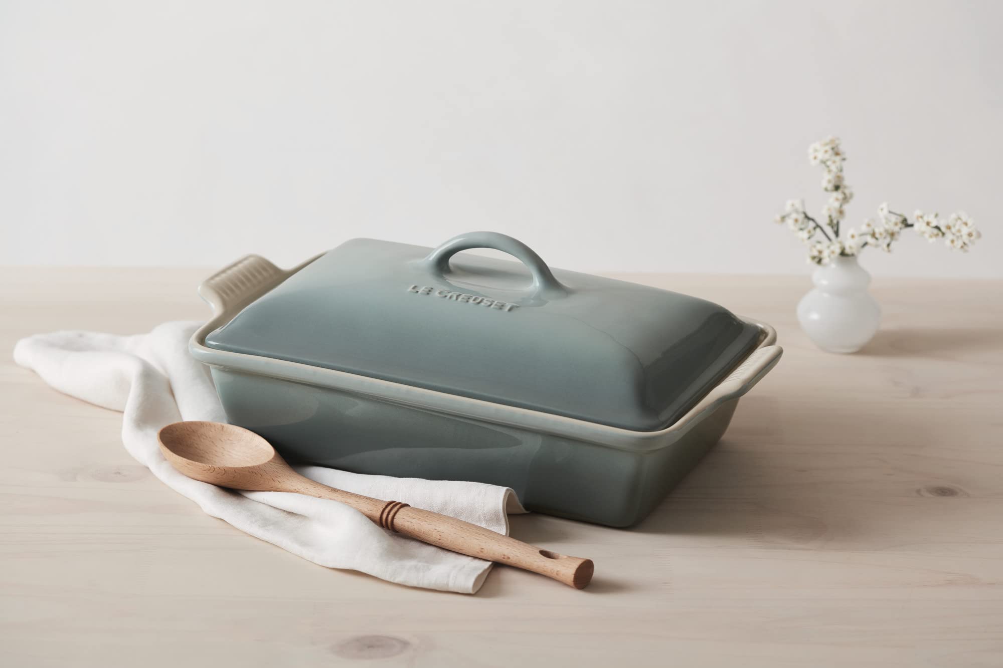 Le Creuset Heritage Rectangular Casserole stoneware glaze resists stains and flavors