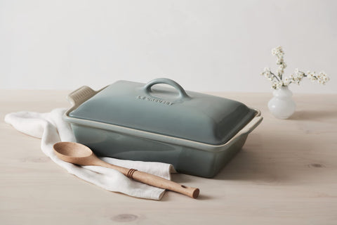 Le Creuset Heritage Rectangular Casserole stoneware glaze resists stains and flavors