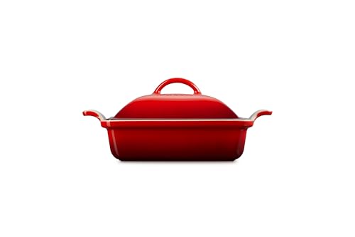 Le Creuset Cerise glaze resists stains and makes cleanup easier after meals.