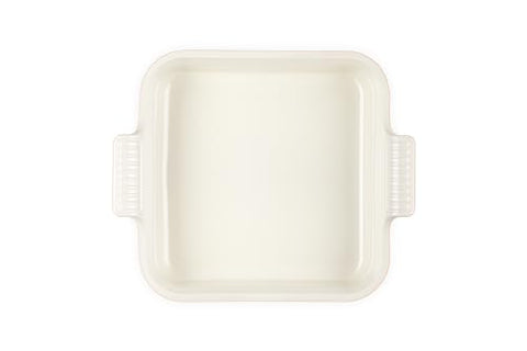 Le Creuset Heritage Square Baking Dish Peche in oven-ready pose demonstrates versatile baking and roasting