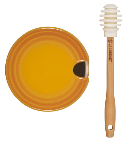 Le Creuset honey pot with glossy nonporous glaze that cleans easily.