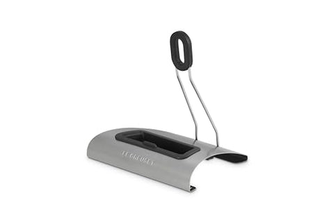 Le Creuset lid holder with silicone-protected support prevents lid scratches