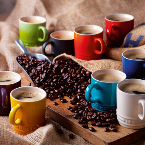 Le Creuset London mug with coffee highlighting heat retention for warm sips