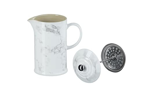 Le Creuset Marble Collection French Press, top view, glaze resists stains