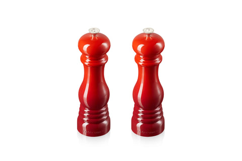 Le Creuset MG610-67 salt and pepper mills cerise side view for easy seasoning