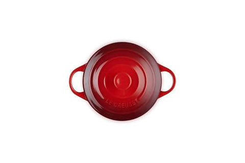 Le Creuset mini round cocotte cerise, elegant table service and presentation