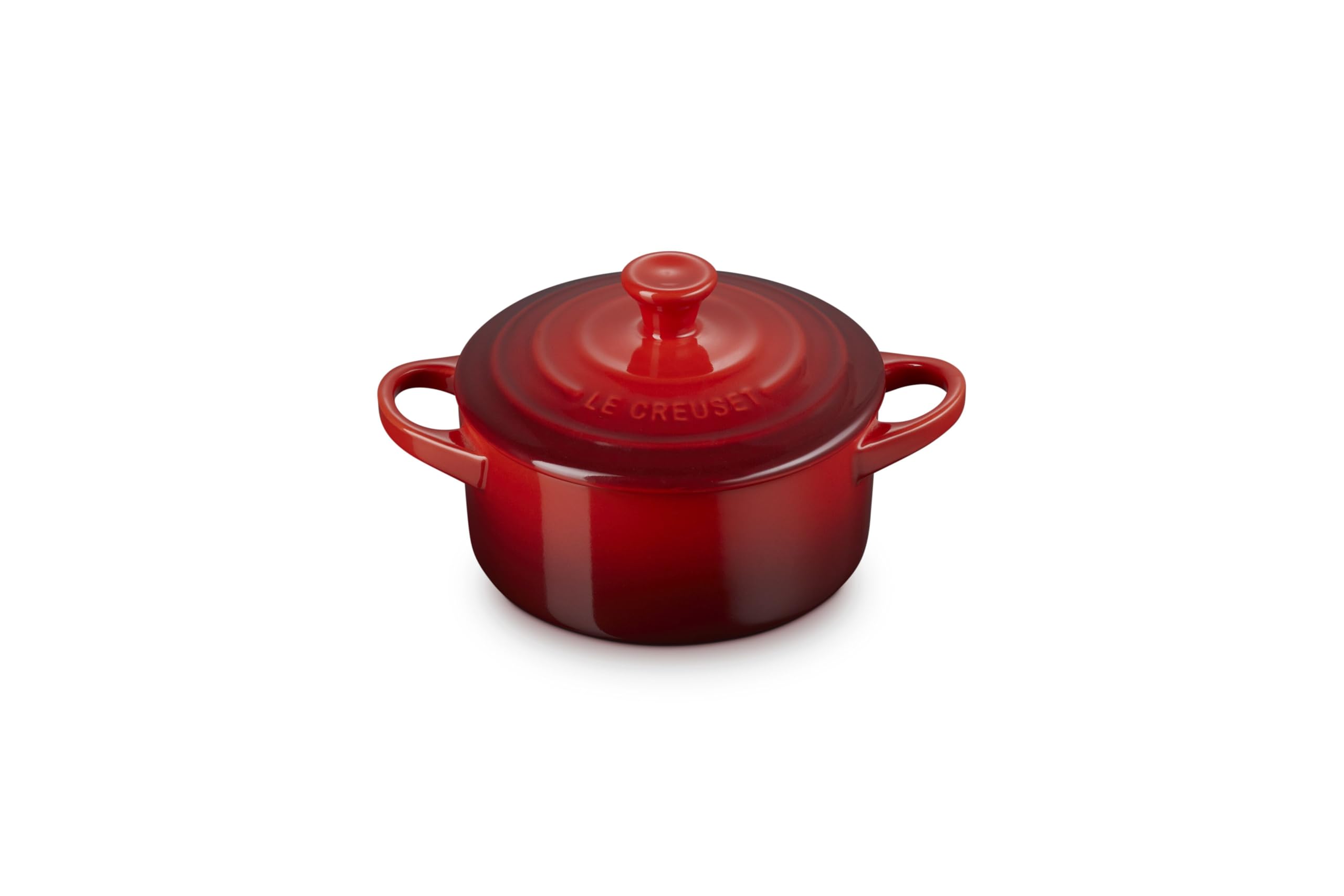 Le Creuset mini round cocotte 14oz cerise, oven-ready for individual portions