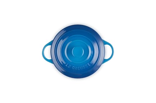 Le Creuset Mini Round Cocotte Marseille exterior glaze, resists stains and flavor transfer.