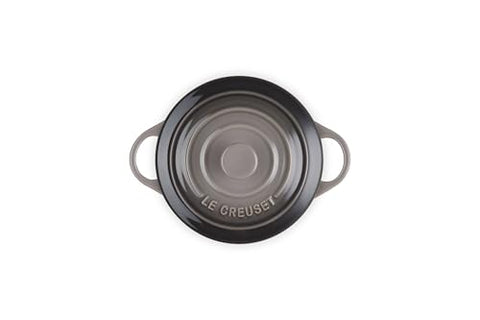 Le Creuset Mini Round Cocotte Oyster oven-safe detail for versatile cooking.