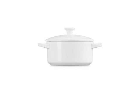 Le Creuset mini round cocotte white open lid for display and versatility