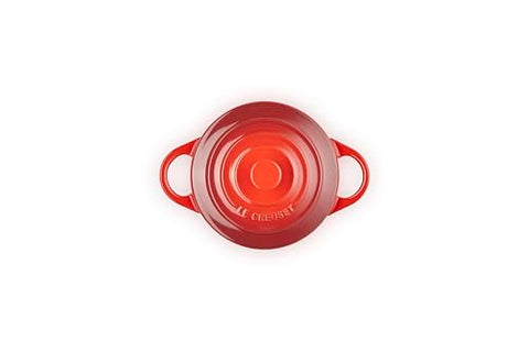Le Creuset mini round cocotte cerise, full dish showcase for personal servings and even baking.