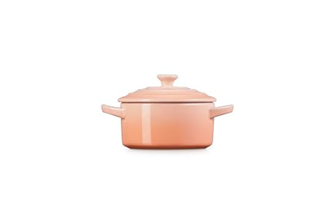 Le Creuset Peche glaze detail showing nonporous, stain-resistant surface.