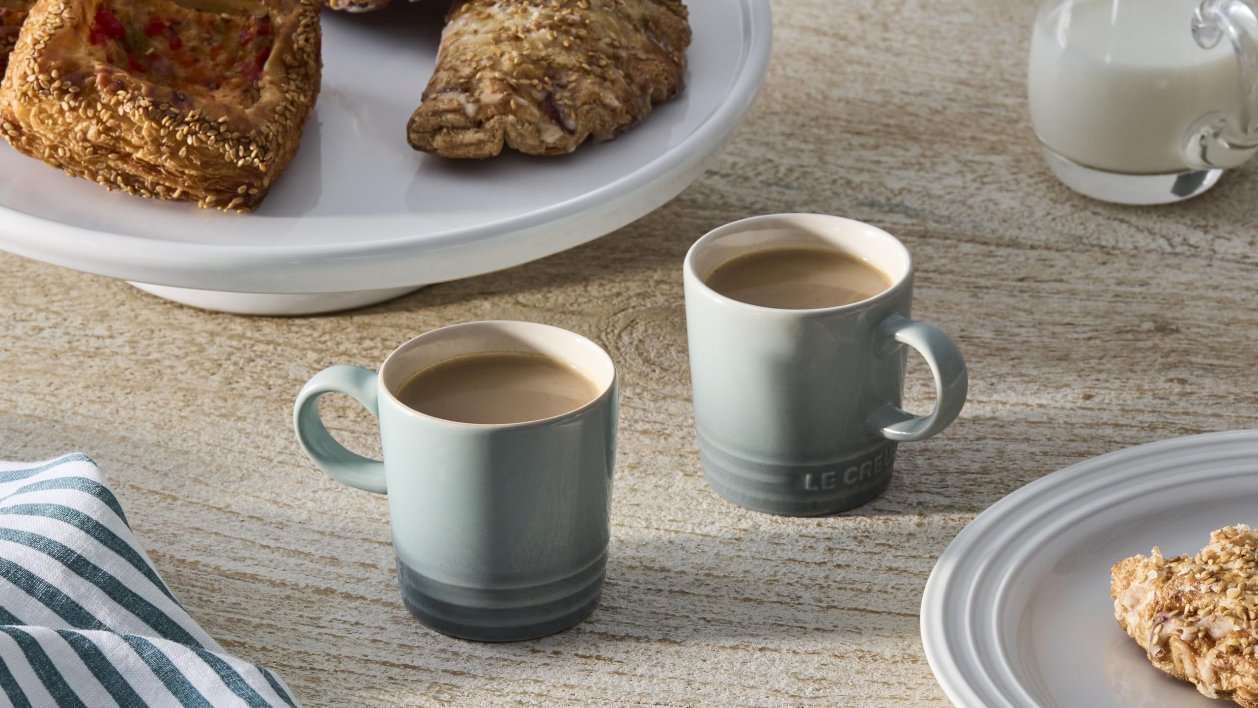Le Creuset mug Sea Salt hand-held; comfortable grip for daily use.