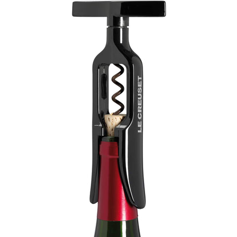 Le Creuset Original Table Model corkscrew front view showing self-pulling action for effortless bottle opening