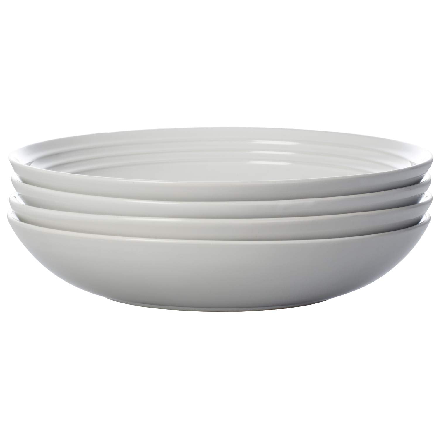 Le Creuset pasta bowls 4-pack white, table setting ready for everyday meals.