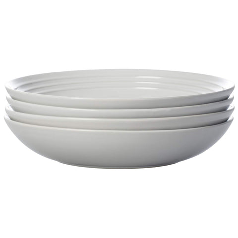 Le Creuset pasta bowls 4-pack white, table setting ready for everyday meals.