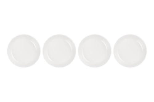 Le Creuset pasta bowls 4-pack white, stacked for compact storage and easy dinner setup.