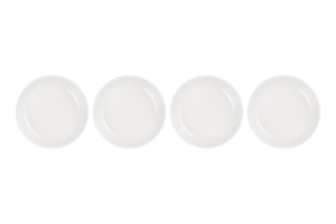 Le Creuset pasta bowls 4-pack white, stacked for compact storage and easy dinner setup.