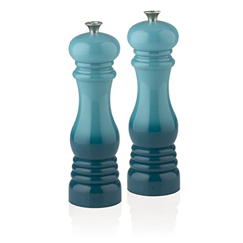 Le Creuset Pepper Mill Caribbean color brightens kitchens and tabletops.
