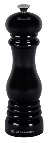 Le Creuset pepper mill exterior in black, a stylish touch for any kitchen decor.