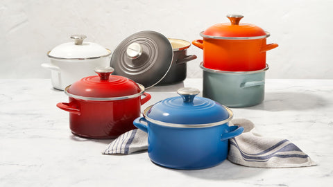 Le Creuset stockpot on stove demonstrates quick boil with even heat distribution.