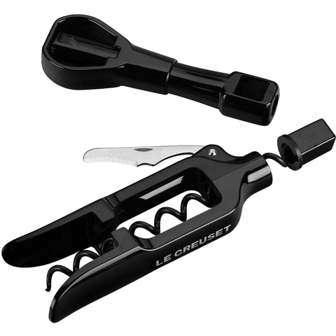 Le Creuset Pocket Model Wine Opener with rotating handle for easy one finger cork removal