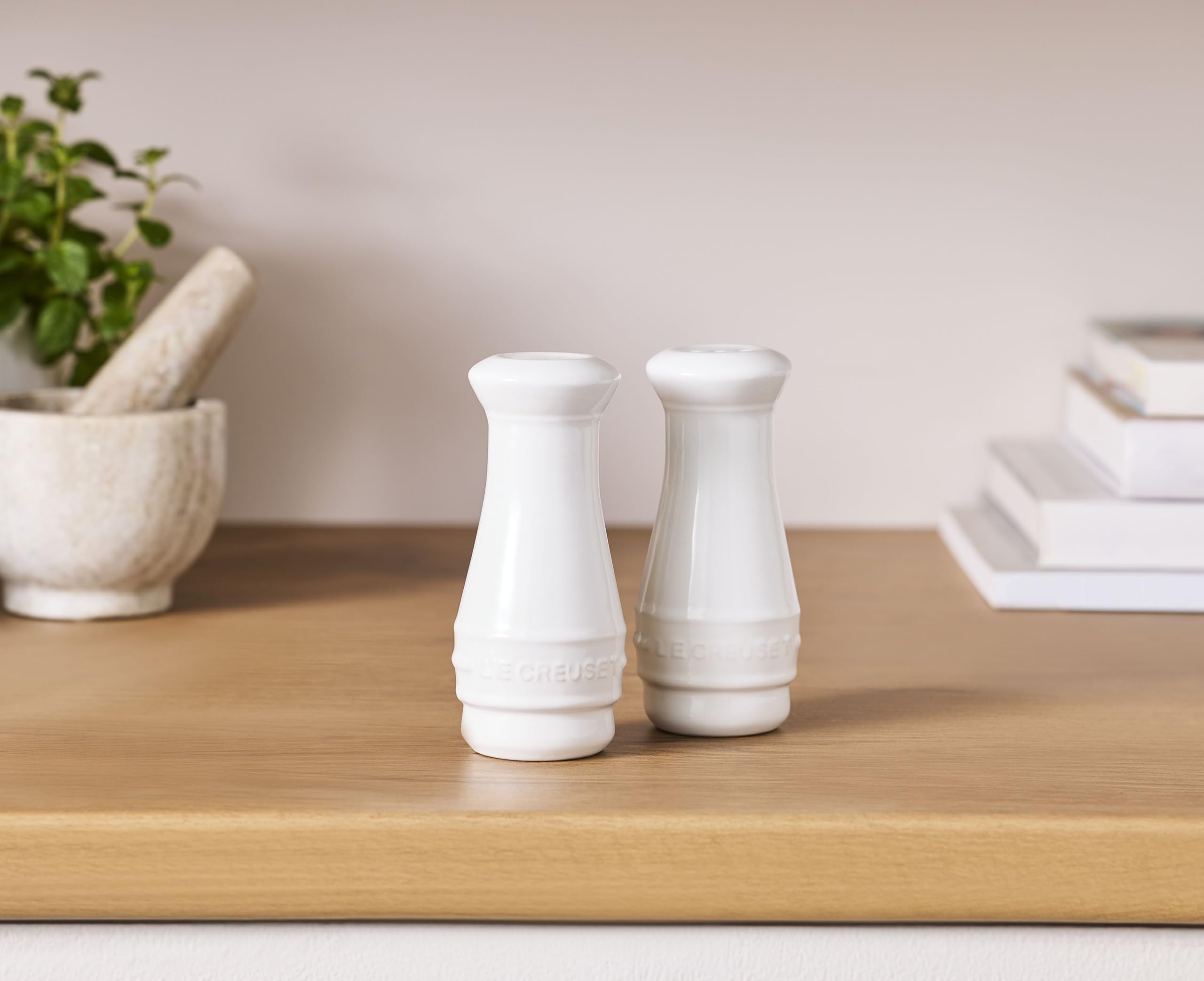 Le Creuset shaker's compact size fits neatly on a table or shelf.